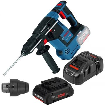 Bosch  GBH 18V-26 F + ProCORE + GAL 1880 CV - Rotopercutor SDS-Plus 2.6 J mandrina interschimbabila + Set acumulator si incarcator Li-Ion 18 V 4 Ah