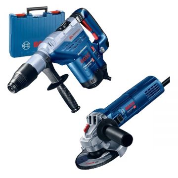 Bosch  GBH 5-40 DCE + GWS 9-125 - Rotopercutor SDS-Max 1150 W 8.8 J valiza plastic + Polizor unghiular 900 W 125 mm