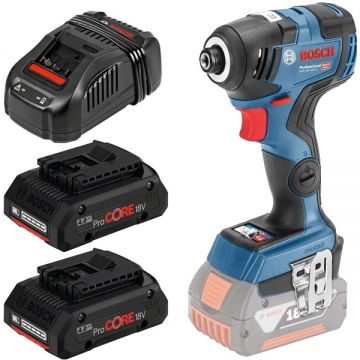 Bosch  GDR 18 V-200 C + ProCORE + GAL 1880 CV - Masina de insurubat cu impact 200 Nm M4-M12 + Set 2 acumulatori si incarcator Li-Ion 18 V 4 Ah