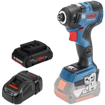 Bosch  GDR 18 V-200 C + ProCORE + GAL 1880 CV - Masina de insurubat cu impact 200 Nm M4-M12 + Set acumulator si incarcator Li-Ion 18 V 4 Ah