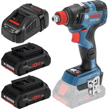 Bosch  GDX 18V-200 C + ProCORE + GAL 1880 CV - Masina de insurubat cu impact 200 Nm M4-M14 + Set 2 acumulatori si incarcator Li-Ion 18 V 4 Ah