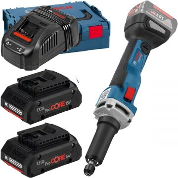 Bosch  GGS 18V-23 LC + ProCORE + GAL 1880 CV - Polizor drept 6 mm valiza speciala + Set 2 acumulatori si incarcator Li-Ion 18 V 4 Ah