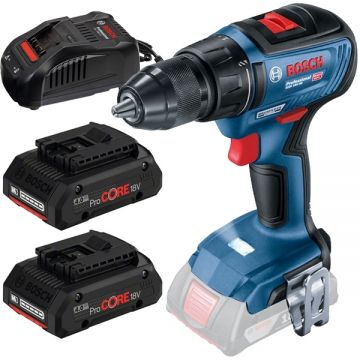 Bosch  GSR 18V-50 + ProCORE + GAL 1880 CV - Masina de gaurit si insurubat 50 Nm + Set 2 acumulatori si incarcator Li-Ion 18 V 4 Ah