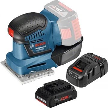 Bosch  GSS 18V-10 + ProCORE + GAL 1880 CV - Slefuitor cu vibratii 101x113 mm + Set acumulator si incarcator Li-Ion 18 V 4 Ah