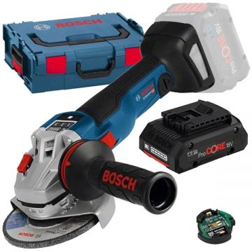 Bosch  GWS 18V-10 SC + ProCORE - Polizor unghiular 150 mm valiza speciala accesorii + Acumulator Li-Ion 18 V 4 Ah