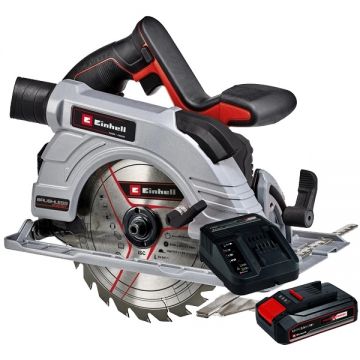 Einhell  TE-CS 18/190 Li BL SE PXC + Starter Kit - Fierastrau circular 190x20 mm + Set 1 acumulator si incarcator Li-Ion 18 V 2.5 Ah