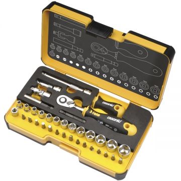 Felo  R-GO XL - Set capete de insurubare si chei tubulare mixt 36 bucati prelungitor insurubare surubelnita hexagonala cheie cu clichet