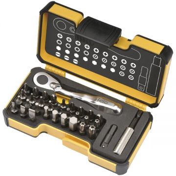 Felo  XS 33 StrongBox - Set capete de insurubare mixt 33 bucati prelungitor insurubare cheie cu clichet