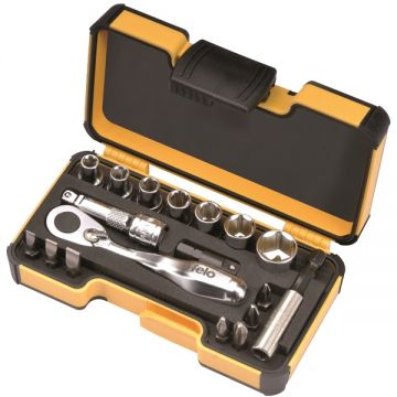 Felo  XS StrongBox - Set capete de insurubare si chei tubulare mixt 18 bucati
