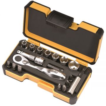 Felo  XS StrongBox - Set capete de insurubare si chei tubulare mixt 18 bucati