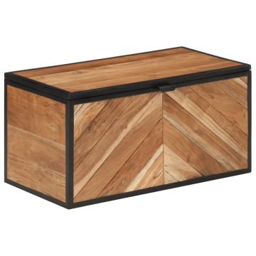 Gossi cutie de depozitare, 60x30x30 cm, lemn masiv de acacia si fier