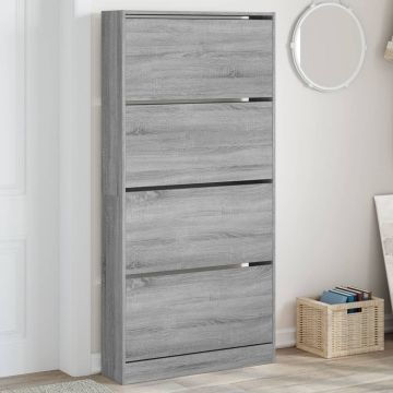 Gossi pantofar cu 4 sertare rabatabile, gri sonoma, 80x21x163,5 cm