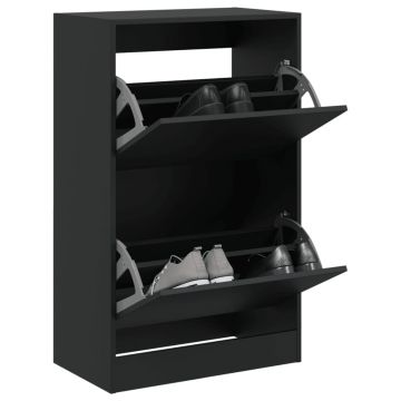 Gossi pantofar, negru, 60x34x96,5 cm, lemn compozit