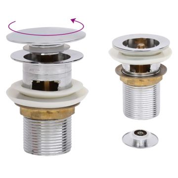 Gossi ventil scurgere push, functie de preaplin, crom, 6,4x6,4x9,1 cm