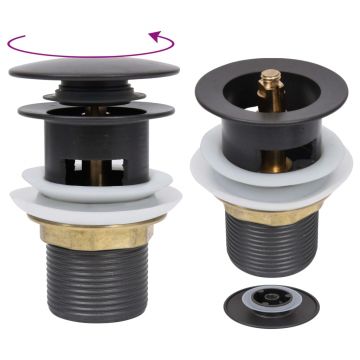 Gossi ventil scurgere push, functie de preaplin, gri, 6,4x6,4x9,1 cm