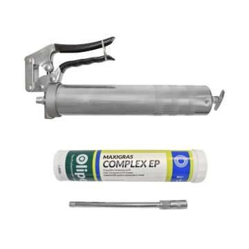 Pistol pentru gresat cu maner + tub vaselina Olipes (decalimetru presiune inalta), Cod: BK87033, Brand: BRECKNER GERMANY