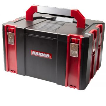 Raider 139611 - Cutie din plastic 440x320x255 mm maner transport sistem clipsare stocare supraetajata Raider 139611 - Cutie din plastic 440x320x255 mm maner transport sistem clipsare stocare supraetajata