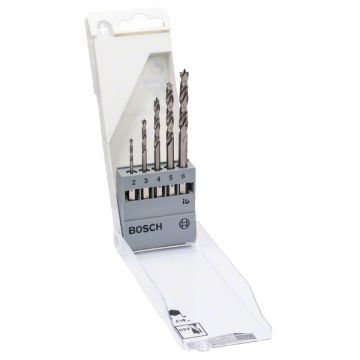 Bosch  2608595525 - Set burghie lemn cu varf ascutit 2-6  mm tija hexagonala 5 bucati