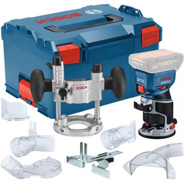 Bosch  GKF 18V-8 - Masina de frezat fara acumulatori si incarcator Li-Ion 18 V - Ah 6 6.35 8 mm valiza speciala