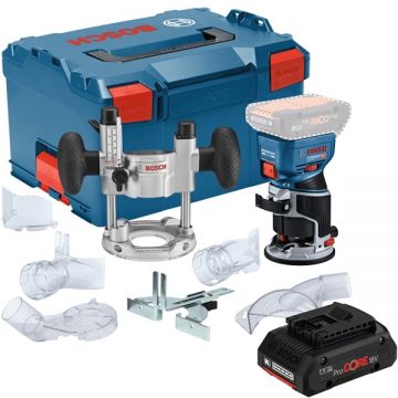 Bosch  GKF 18V-8 + ProCORE - Masina de frezat 6 6.35 8 mm valiza speciala + Acumulator Li-Ion 18 V 4 Ah