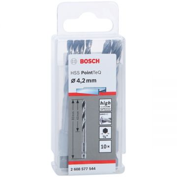 Bosch  PointTeQ - Set burghie metal HSS 4.2  mm tija hexagonala 10  bucati