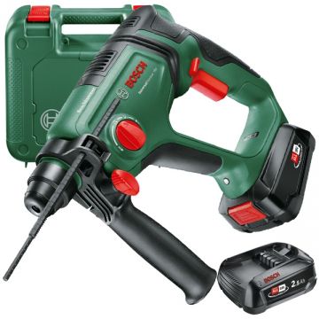 Bosch  UniversalHammer 18V - Rotopercutor SDS-Plus cu 2 acumulatori Li-Ion 18 V 2.5 Ah 2 J sistem antivibratii valiza plastic