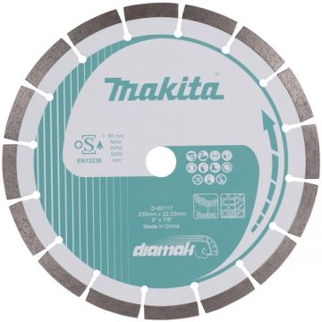 Makita  D-80117 - Disc diamantat de taiere segmentat 230x22.2x2.4 mm taiere umeda si uscata