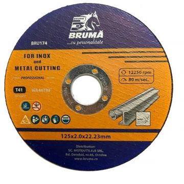 Panza disc flex T41 115x22.23x2mm pentru taiat inox si metal ,Cod: BRU174