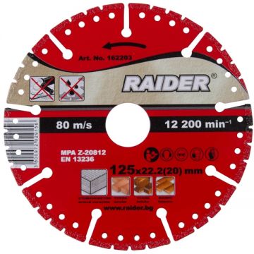 Raider  162203 - Disc diamantat de taiere segmentat 125x22.2x- mm taiere uscata