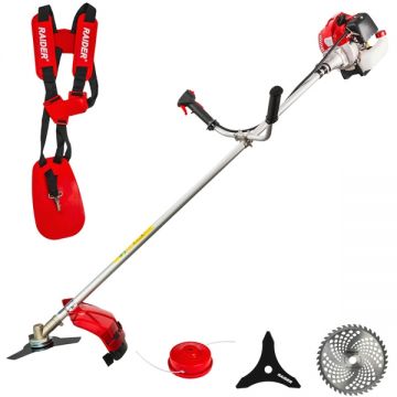 Raider  RD-GBC26 - Motocoasa pe benzina 2 CP 255 mm 52 cm3 cap cu fir cutit cu 3 dinti disc accesorii