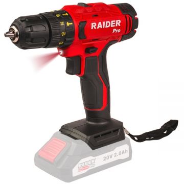 Raider  RDP-PCD20 - Masina de gaurit si insurubat cu percutie fara acumulatori si incarcator Li-Ion 20 V - Ah 44 Nm led iluminare
