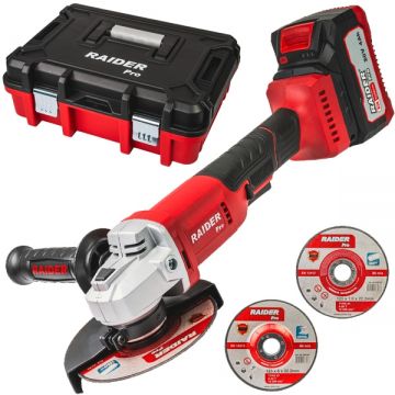 Raider  RDP-YAG20 - Polizor unghiular cu 1 acumulator Li-Ion 20 V 4 Ah 125 mm valiza plastic