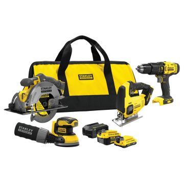 Set 4 scule cu acumulator Stanley SFMCK412MDS, 18 V, 1x 2.0Ah, 1x4.0 Ah