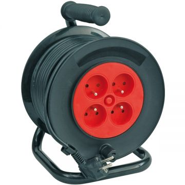 Vorel  82682 - Derulator cablu electric 25 m 4 prize cu maner
