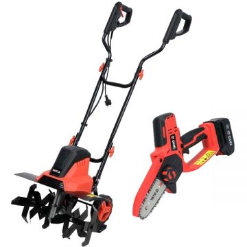Yato  YT-84850 + YT-828135 - Sapatoare electrica 1500 W 450 mm + Drujba cu 1 acumulator Li-Ion 18 V 2 Ah 10 cm 4.8 m/s