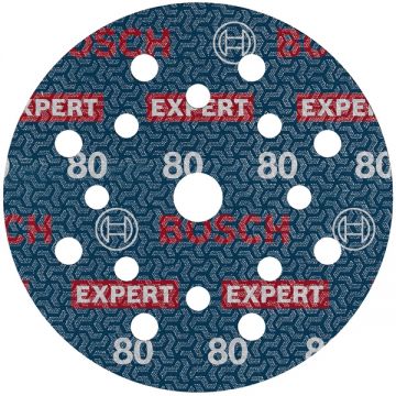 Bosch  EXPERT O780 - Set foi abrazive rotunde 125 mm granulatie 80 17 gauri 50 bucati