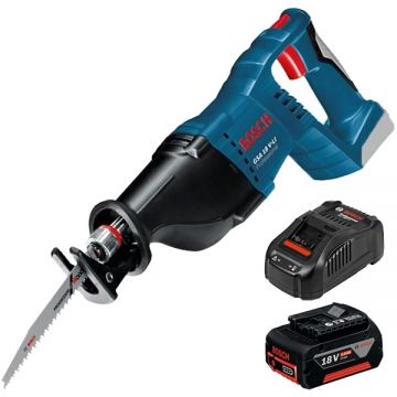 Bosch  GSA 18 V-LI + 1600A002U5 (GBA 18 V) + GAL 1880 CV - Fierastrau sabie + Acumulator Li-Ion 18 V 5 Ah + Incarcator incarcare rapida