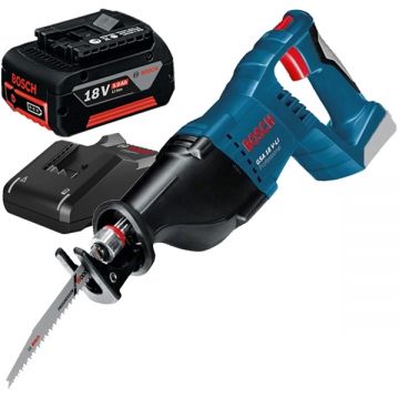 Bosch  GSA 18 V-LI + 1600A002U5 (GBA 18 V) + GAL 18V-40 - Fierastrau sabie + Acumulator Li-Ion 18 V 5 Ah + Incarcator incarcare rapida