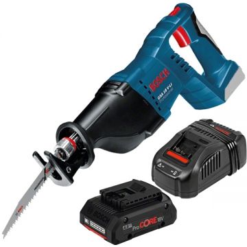 Bosch  GSA 18 V-LI + 1600A016GB + GAL 1880 CV - Fierastrau sabie + Acumulator ProCORE Li-Ion 18 V 4 Ah + Incarcator incarcare rapida