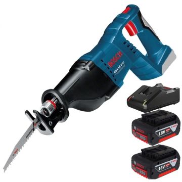 Bosch  GSA 18 V-LI + 1600A019S0 - Fierastrau sabie + Set 2 acumulatori si incarcator Li-Ion 18 V 4 Ah