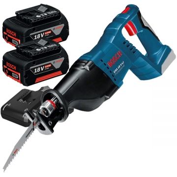 Bosch  GSA 18 V-LI + 2x 1600A002U5 (GBA 18 V) + GAL 18V-40 - Fierastrau sabie + 2x Acumulator Li-Ion 18 V 5 Ah + Incarcator incarcare rapida
