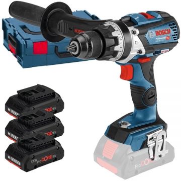 Bosch  GSB 18V-110 C - Masina de gaurit si insurubat cu percutie 110 Nm + Set 3 acumulatori si incarcator Li-Ion 18 V 4 Ah + Valiza speciala