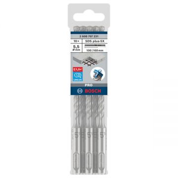 Bosch  PRO SDS plus-5X - Set burghie SDS-Plus 5.5  mm 10 bucati beton armat