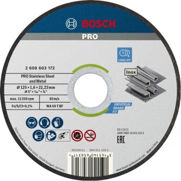 Bosch PRO Stainless Steel and Metal  Disc taiere inox si metal 125x22.2x1.6 mm 10 bucati