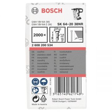 Bosch  SK64 20NR - Set cuie cap inecat inclinare 20 grade 38 mm GNH 18V-64 GNH 18V-64-2 2000 bucati