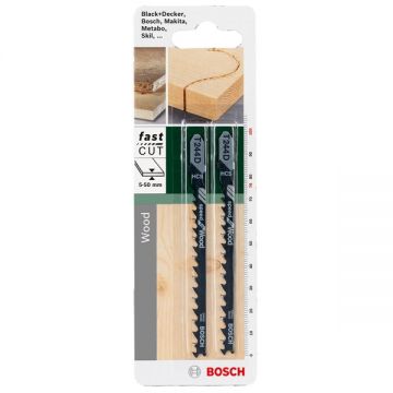 Bosch  T 244 D - Set panze fierastrau pendular tija cu un prag de prindere (T) 100 mm lemn taiere curba grosiera 2 bucati