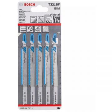 Bosch  T 321 BF - Set panze fierastrau pendular tija cu un prag de prindere (T) 132 mm metal taiere dreapta fina 5 bucati