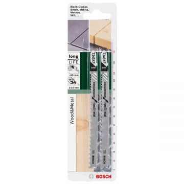 Bosch  T 345 XF - Set panze fierastrau pendular tija cu un prag de prindere (T) 132 mm lemn cu cuie taiere dreapta grosiera 2 bucati