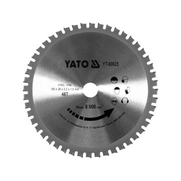 Disc circular Vidia pentru metal 185 mm, 48T, prindere 20 mm