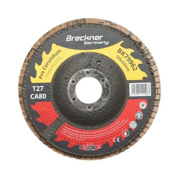 Disc lamelar abraziv corund T27 CA80, 125x22mm pentru slefuire/polizare inox si metal , Cod: BK79962,Breckner Germany